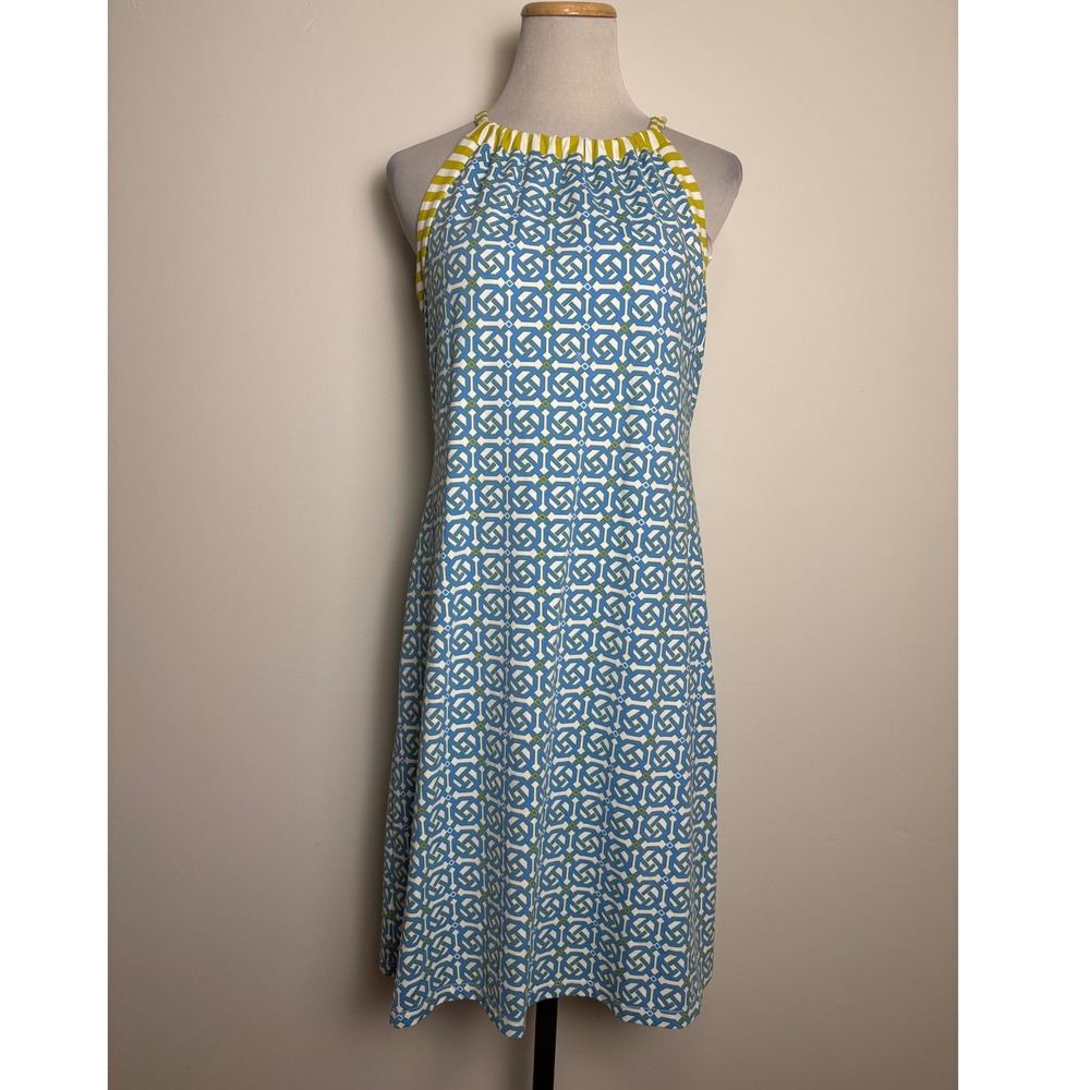 J.McLaughlin Catalina Cloth Halter Shift Dress Size M Preppy Coastal Resort Wear